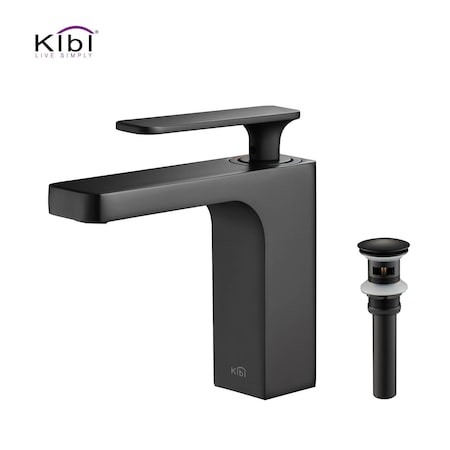 Kibi Infinity Single Handle Bathroom Vanity Sink Faucet with Pop Up Drain C-KBF1006MB-KPW100MB